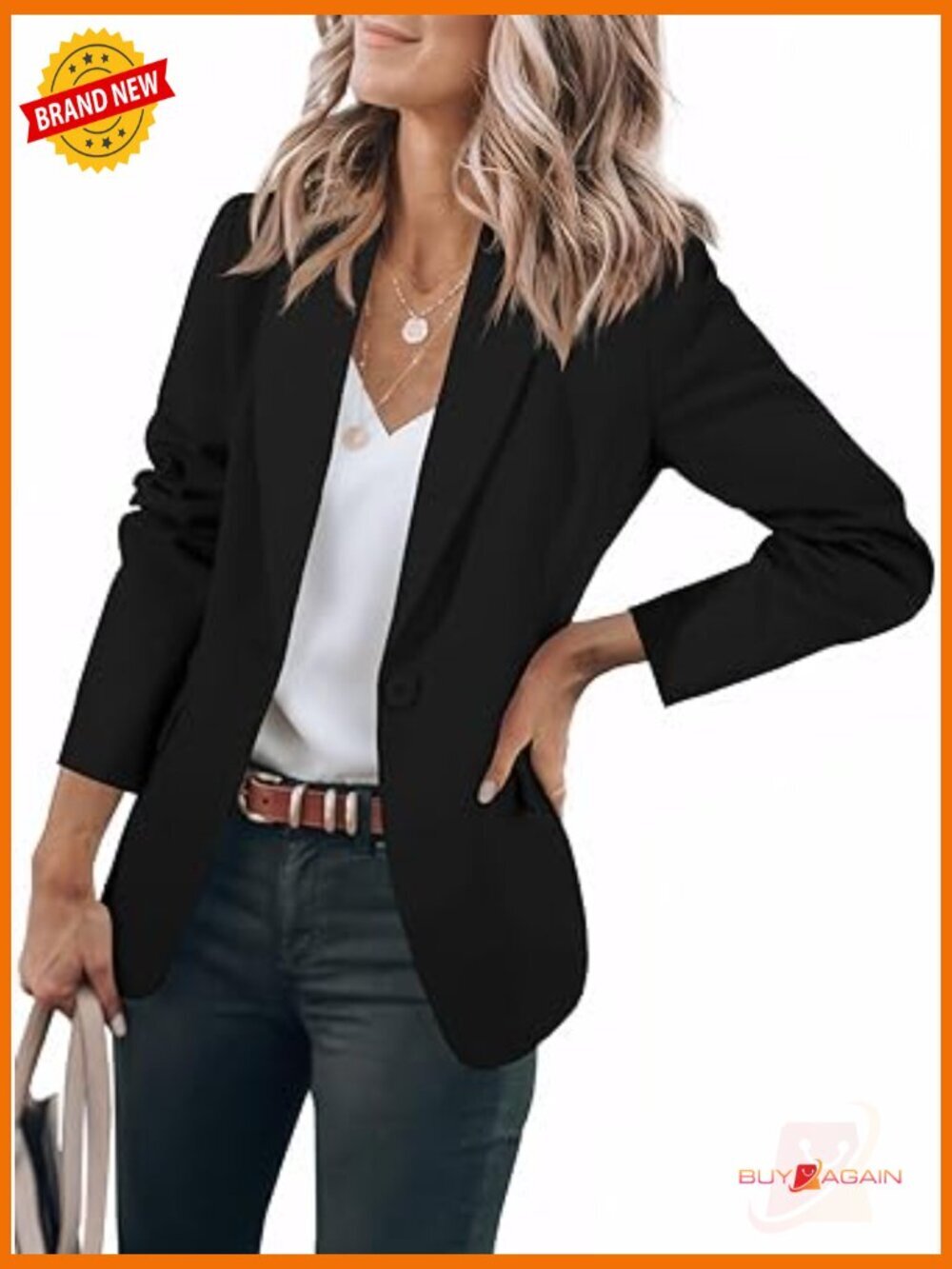 Casual Blazer Open Front Long Sleeve Work Office Suit Jacket